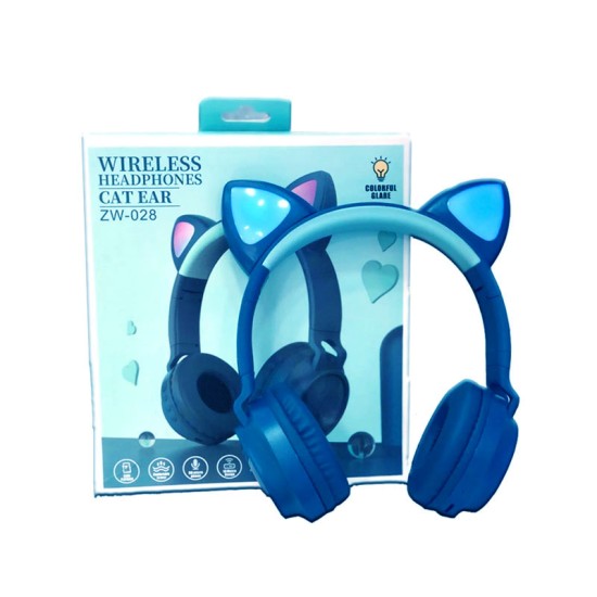 CAT EAR BLUETOOTH HEADPHONE WIRELESS ZW-028 BLUE CAT EAR BLUETOOTH HEADPHONE WIRELESS ZW-028 BLUE